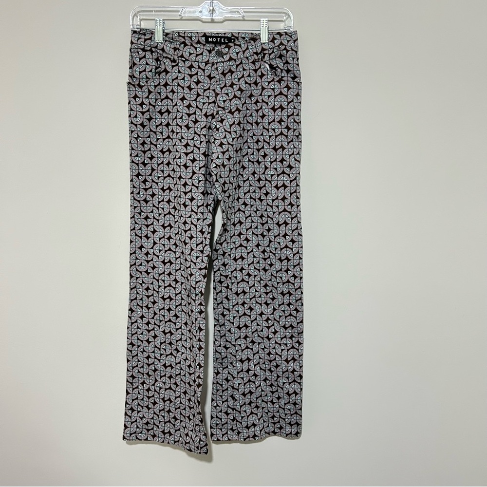 Motel Rocks Pattern Tile Print Low Rise Full Length Trousers Size Medium - Picture 2 of 6